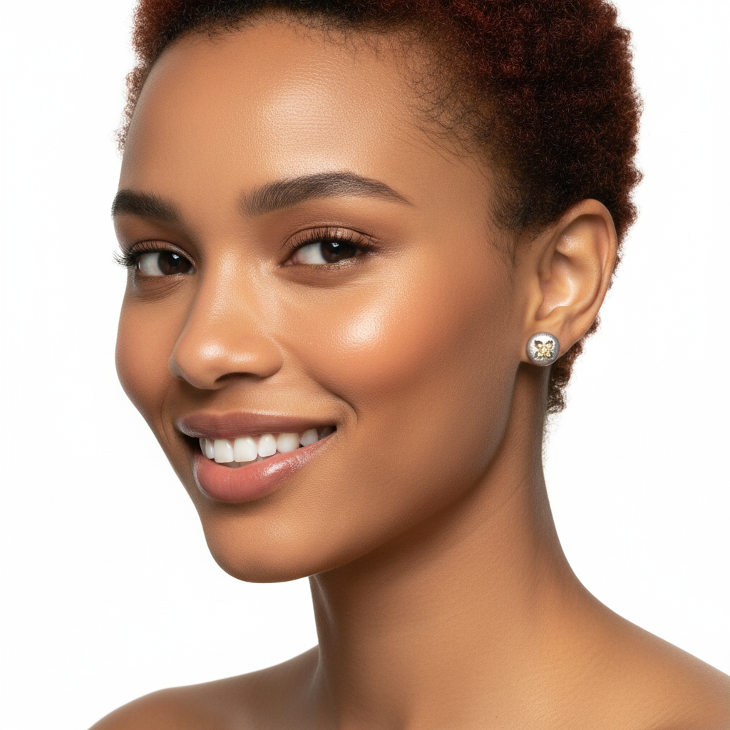 Dome Studs 18KW - Model Short Hair 90% Smaller