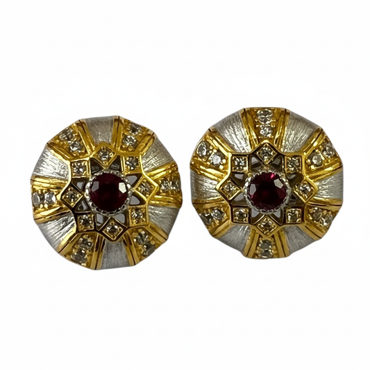 Dome Studs 18KYW Two-Tone - Front Face Only