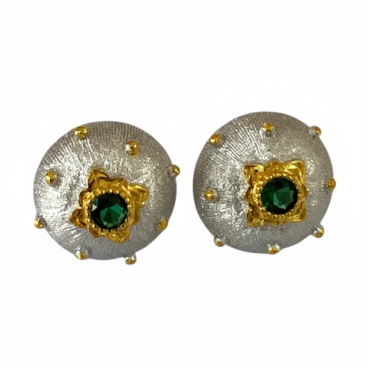 Dome Studs Green CZ 18KW - Front Face Only