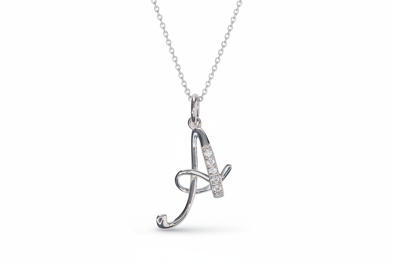 Enhanced Initial Pendant with Regular Chain