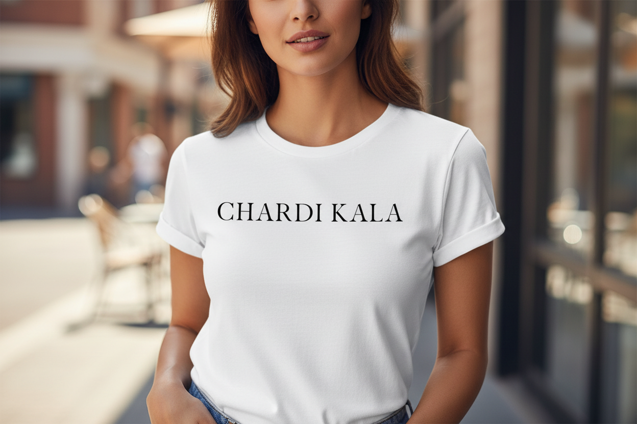 Female Model Close-up - White CHARDI KALA T-shirt