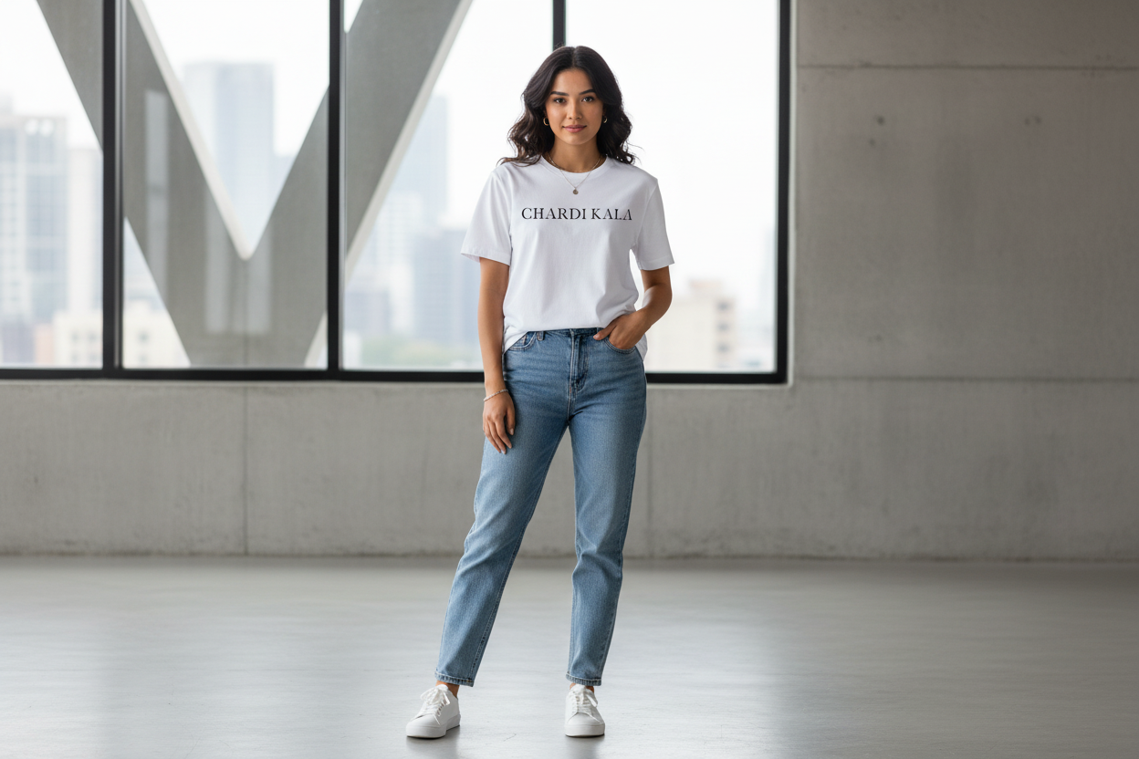 Female Model - White CHARDI KALA T-shirt