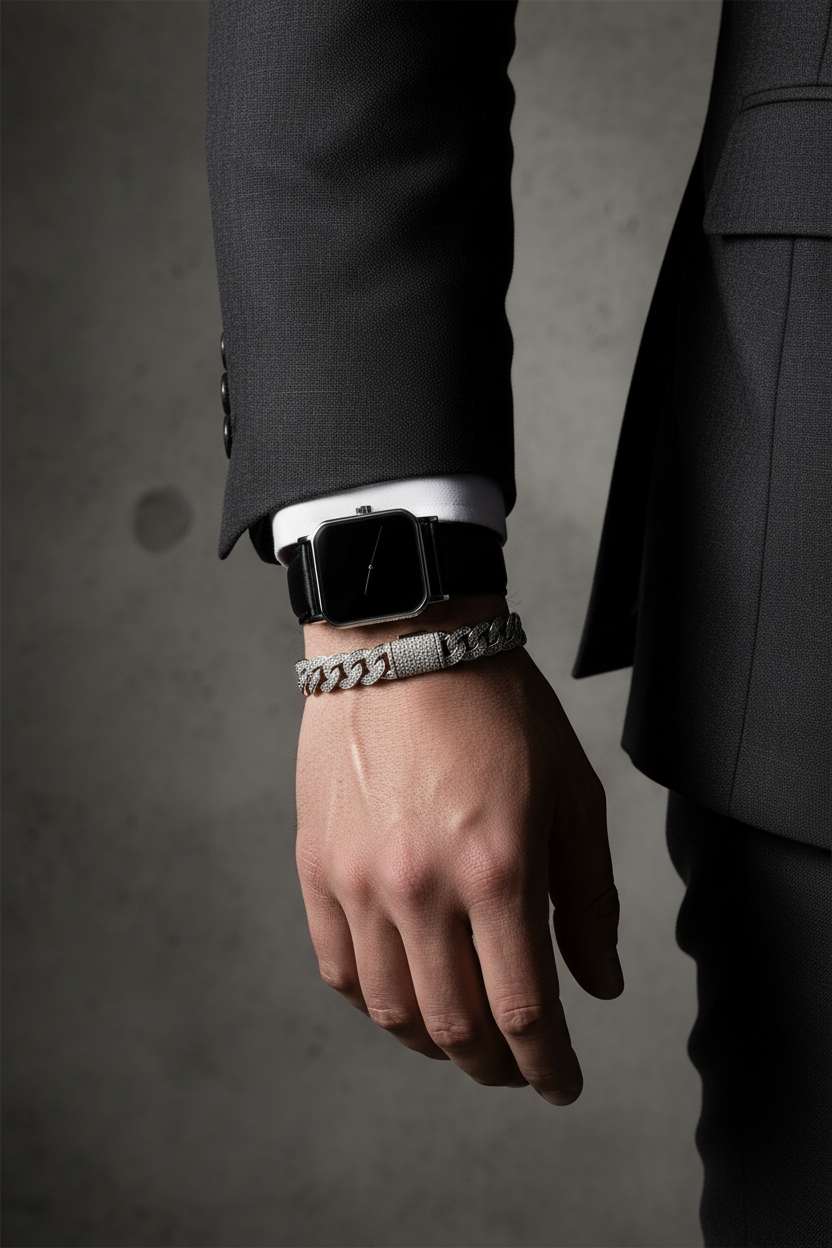 Flat Thin Half-Iced - With Watch