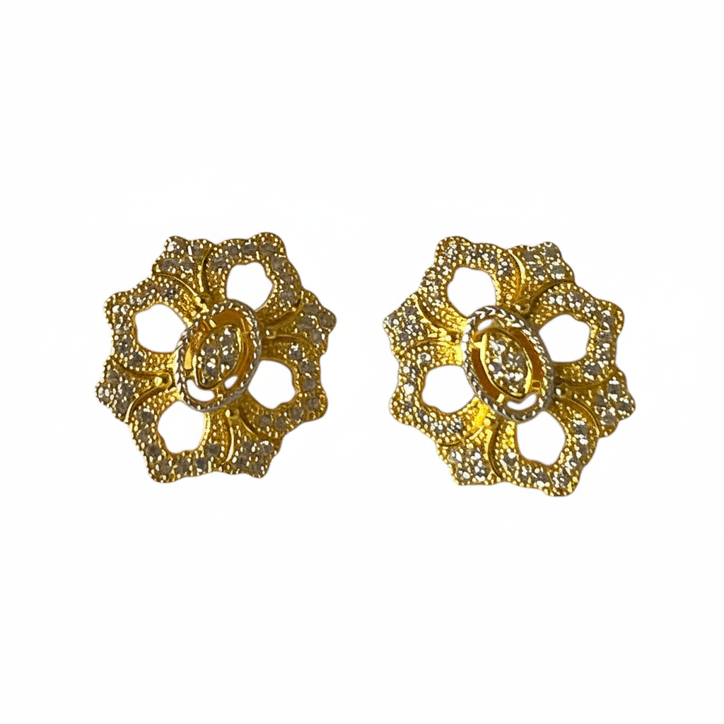 Flower Studs 18KY - Front Face Only