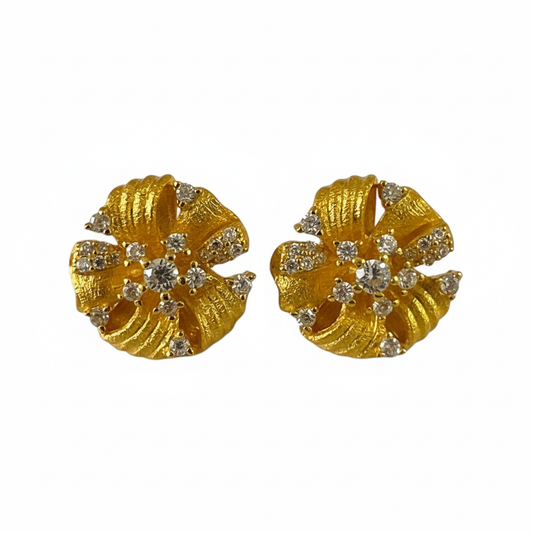 Flower Studs 18KYW - Front Face Only