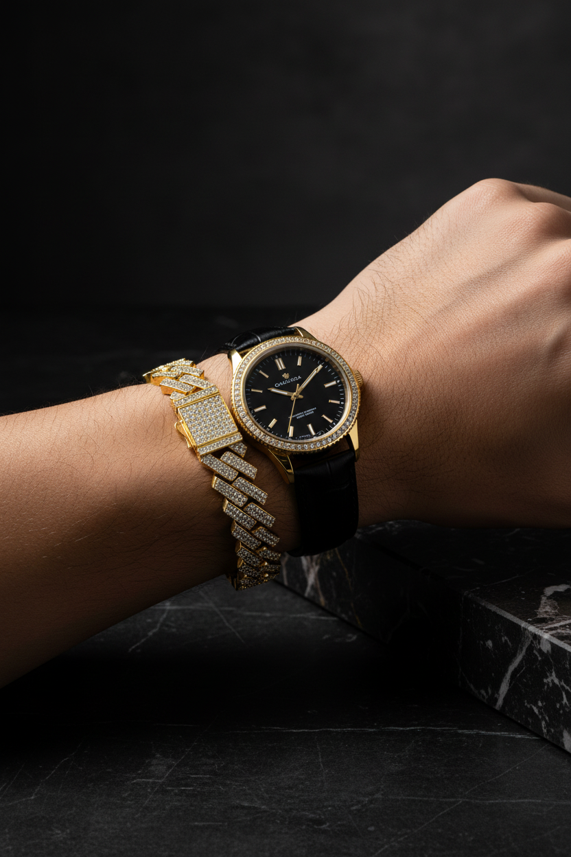 Gold Baguette - With Watch