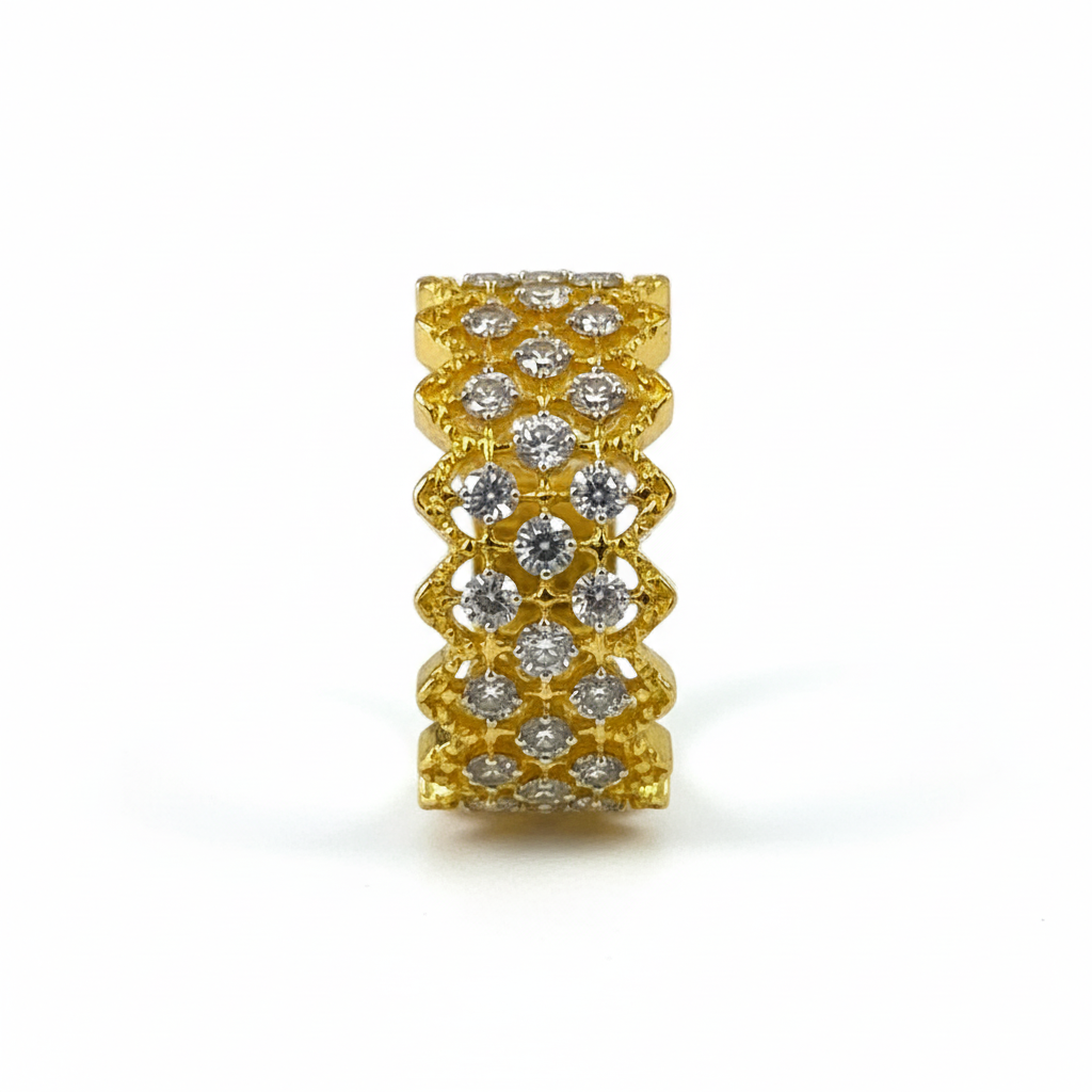 Gold Filigree Ring CZ - Standing