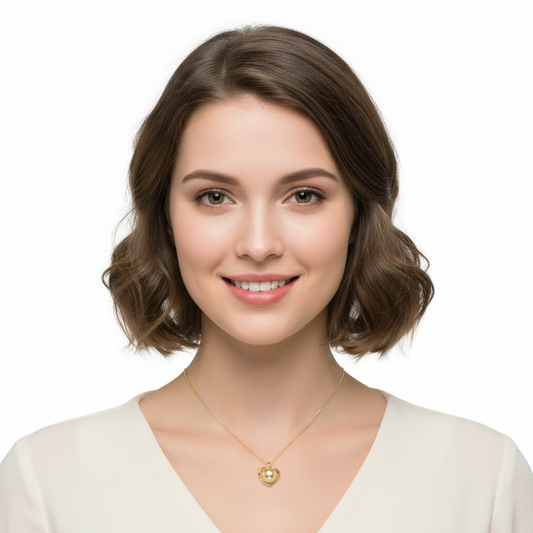 Golden Pearl Heart Pendant - Bright Model 3