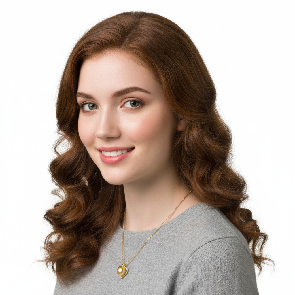 Golden Pearl Heart Pendant - Bright Model 5