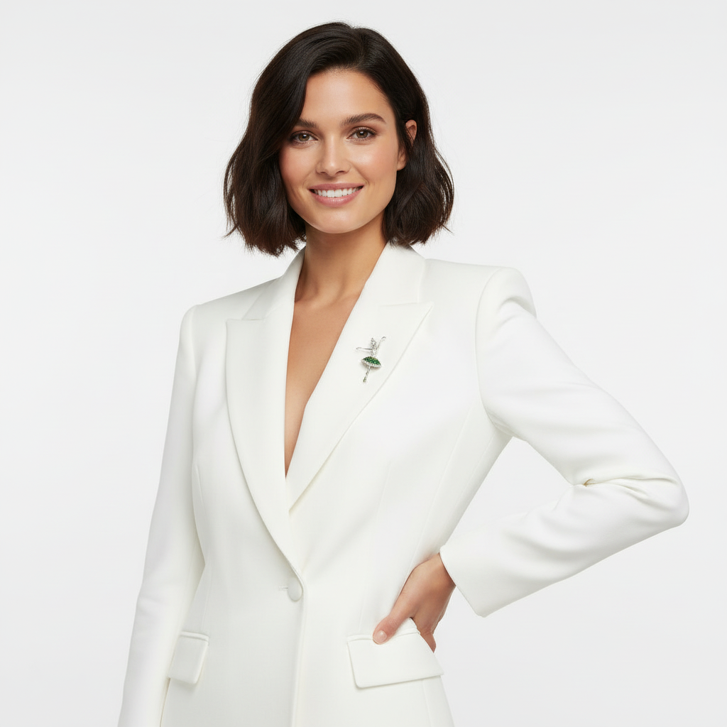 Green Tutu Ballerina Brooch - Model 9