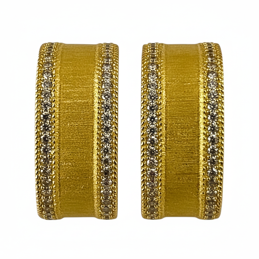 Half-Square Huggie Earrings Gold - Clear Edges