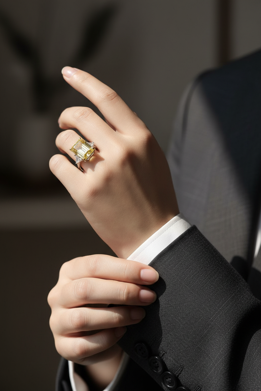 High-Style Yellow Three-Stone - Designer Fashion