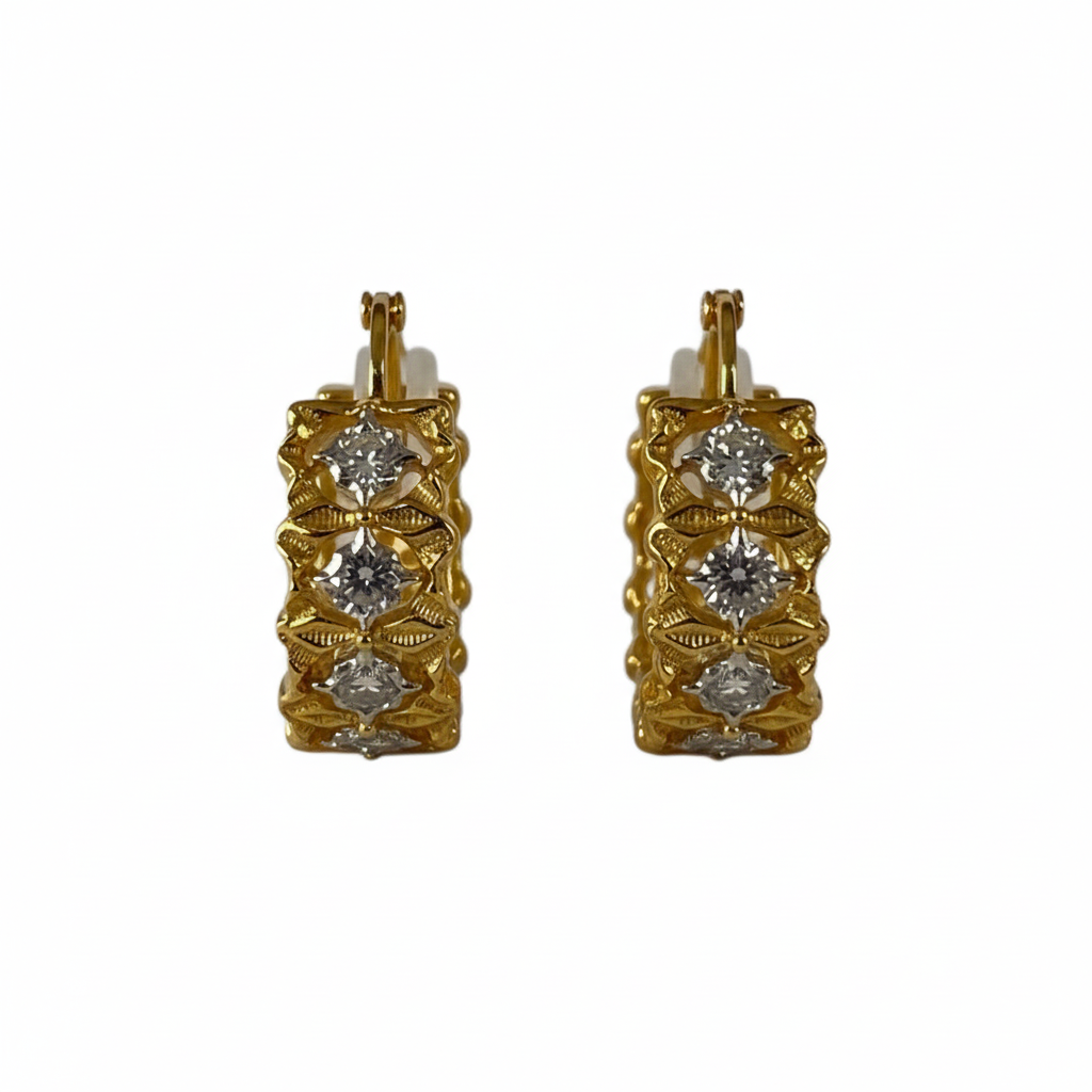 Huggie Hoops CZ 18KYW - Front