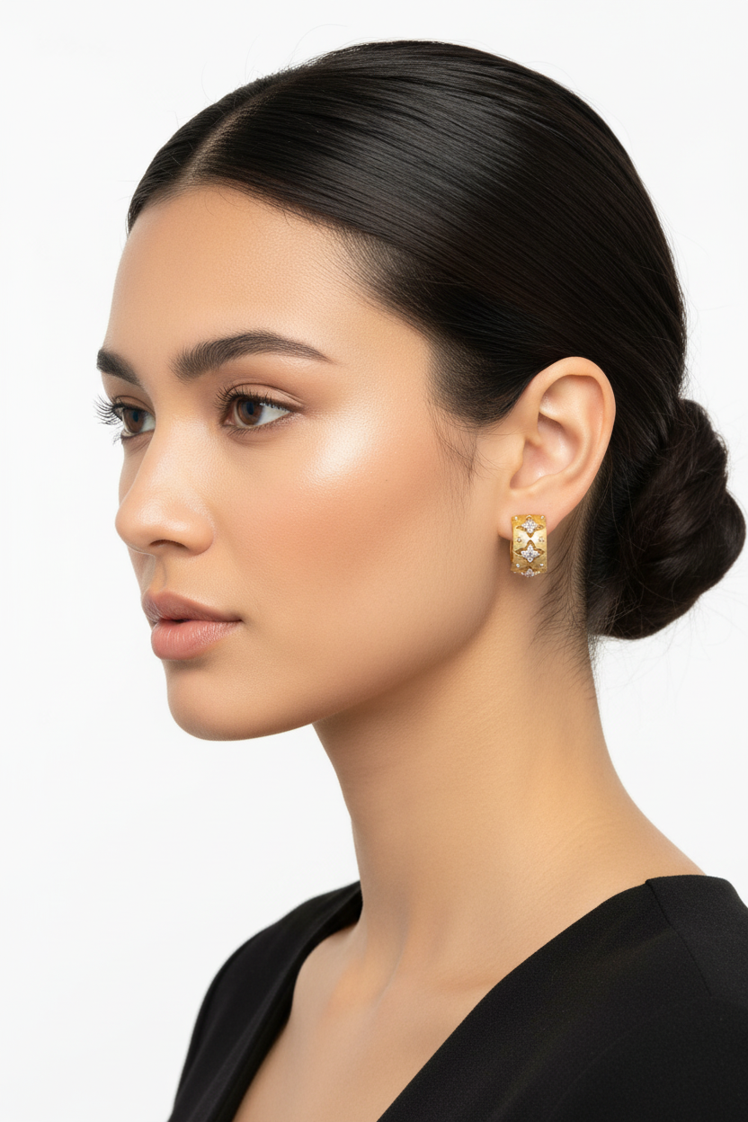 أقراط TAAZLUXE™ S925 حلقية مرصعة بالزركون | مطلية بالذهب عيار 18 قيراط