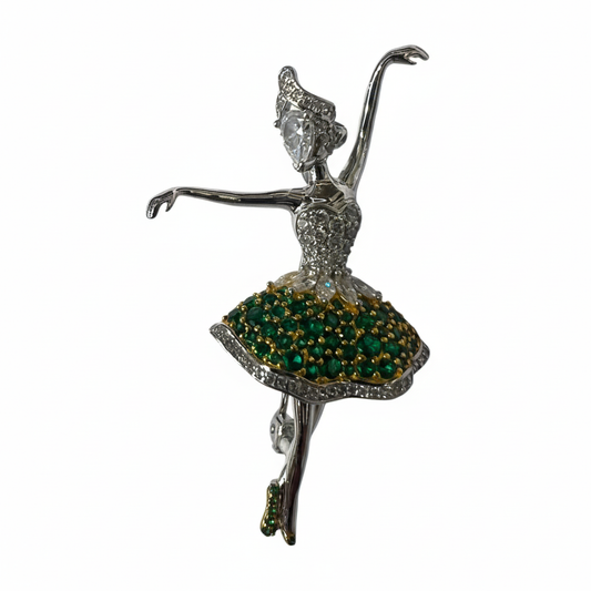 Dancing Queen Brooch White Gold Vermeil - Brightened Product Shot