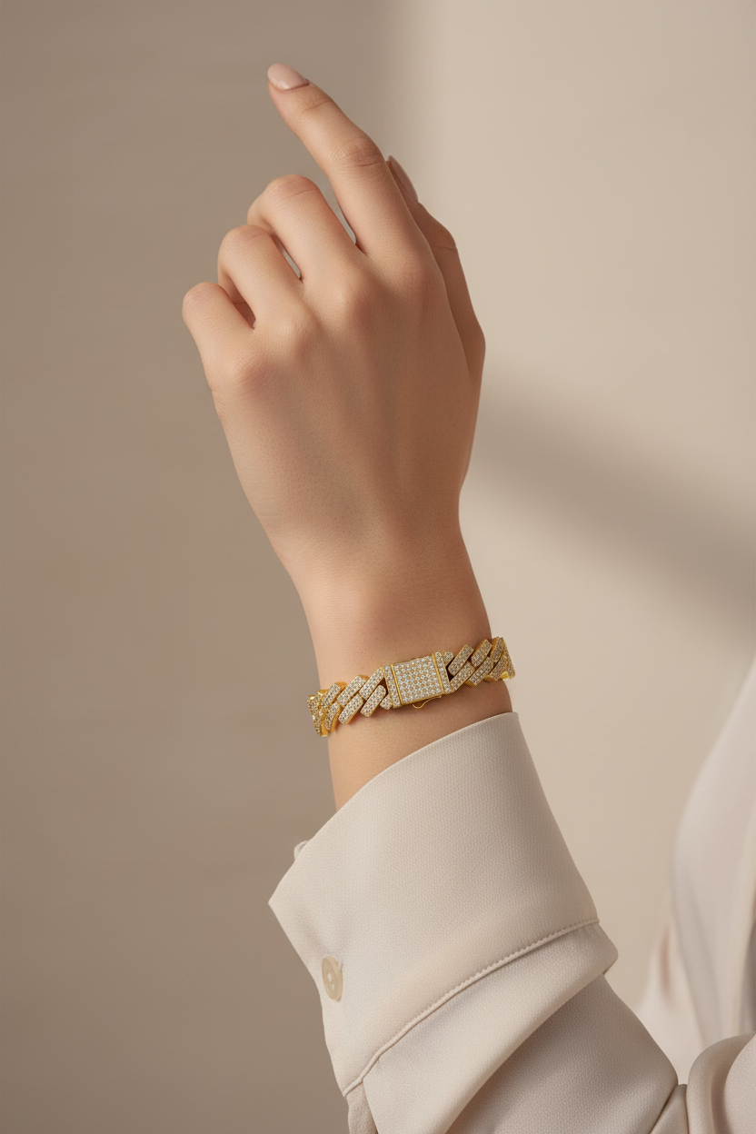 Ladies Gold Baguette - Beige