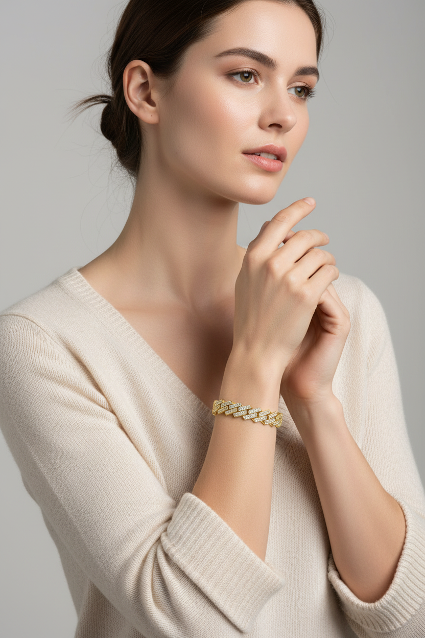 Ladies Gold Baguette - Grey