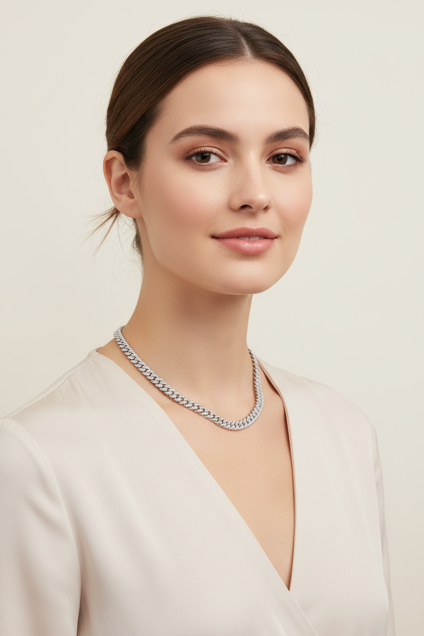 Ladies Silver Chain - 45cm Cream