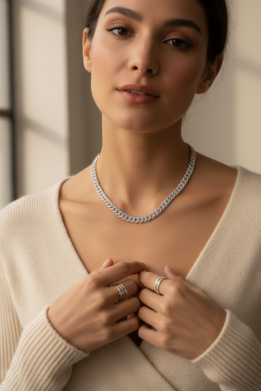 Ladies Silver Chain - 50cm Close-Up