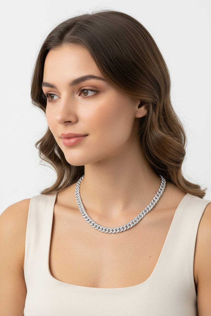 Ladies Silver Chain - 50cm White