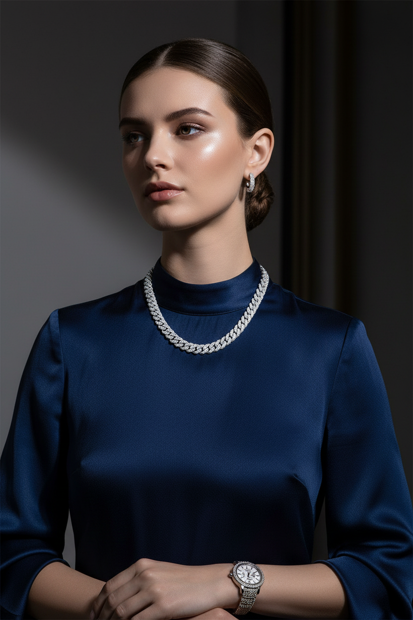 Ladies Silver Chain - 50cm With Jewelry