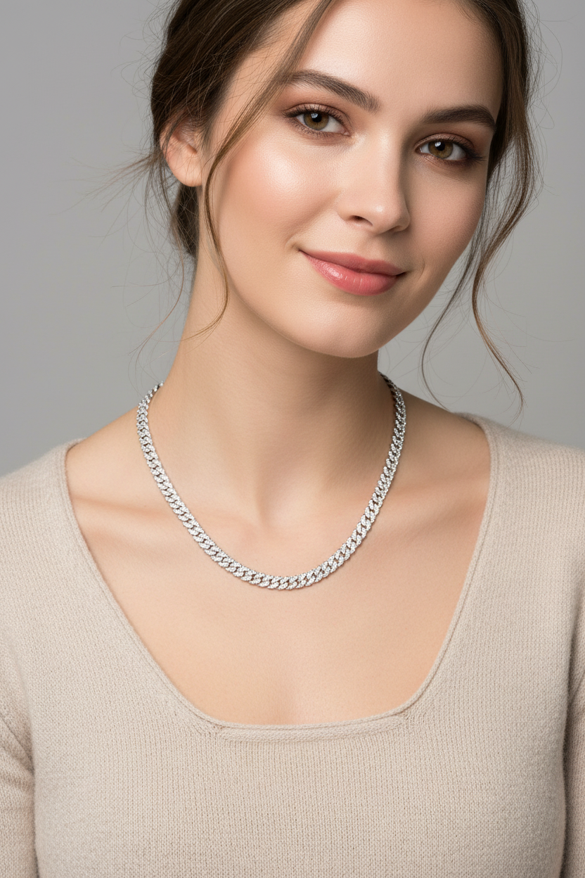 Ladies Silver Chain - 55cm Grey