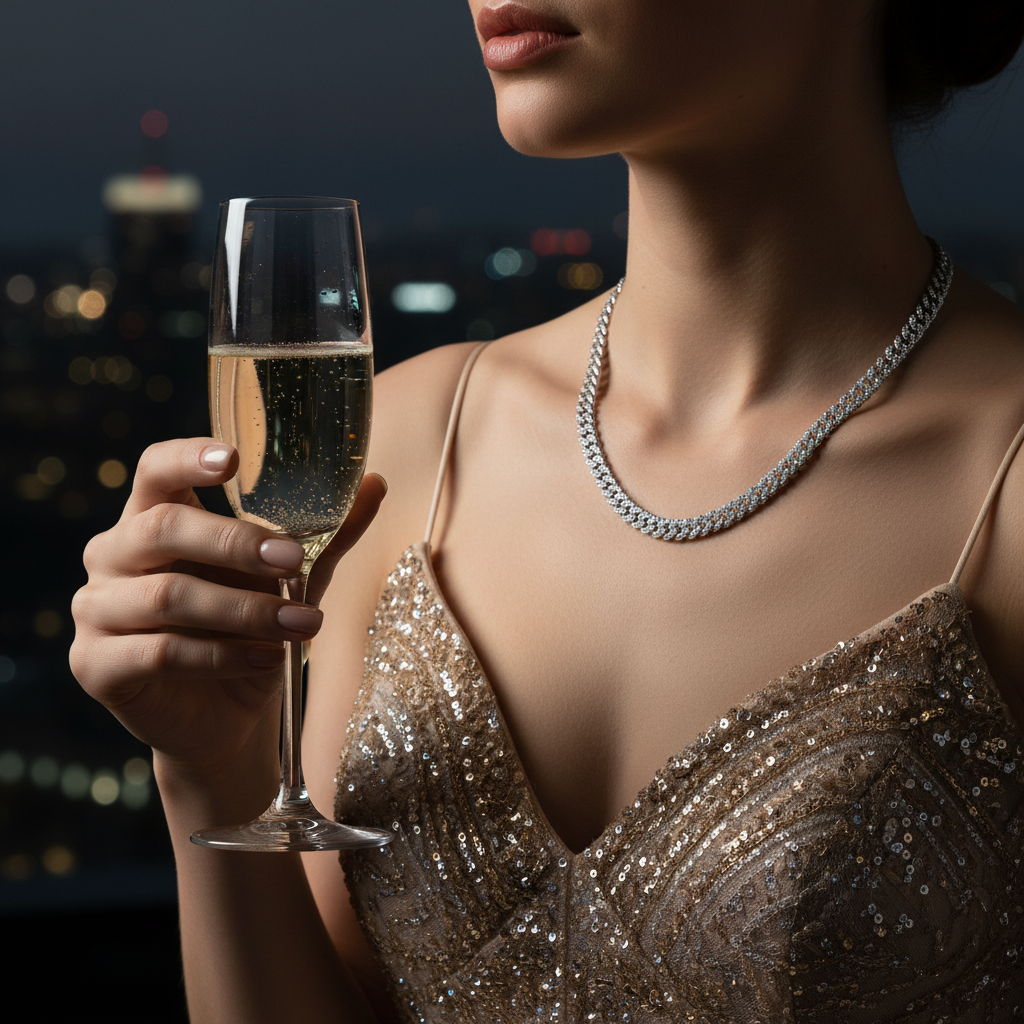 Ladies Silver Chain - 60cm Champagne