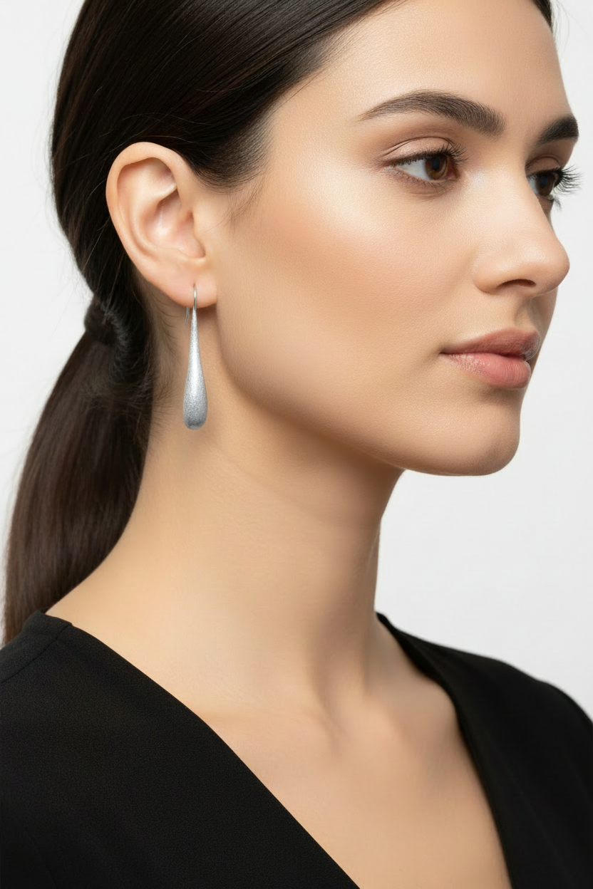 Long Teardrop Dangle 18KW - On Model