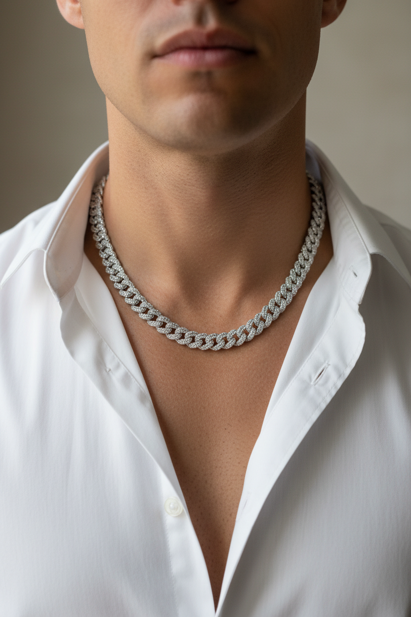 Male Model in White Shirt - Diamond Chain