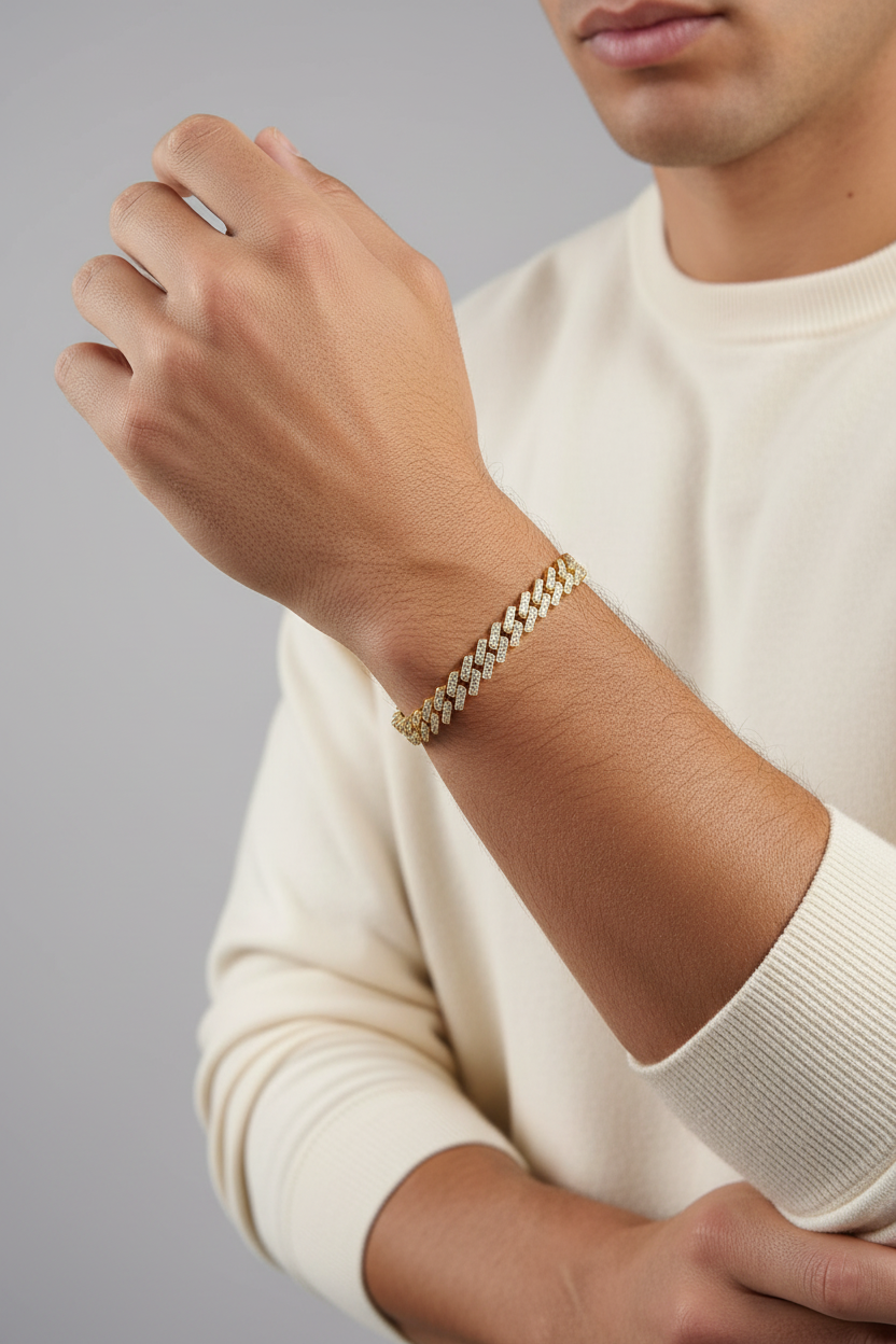 Men Thin Gold Baguette - Grey