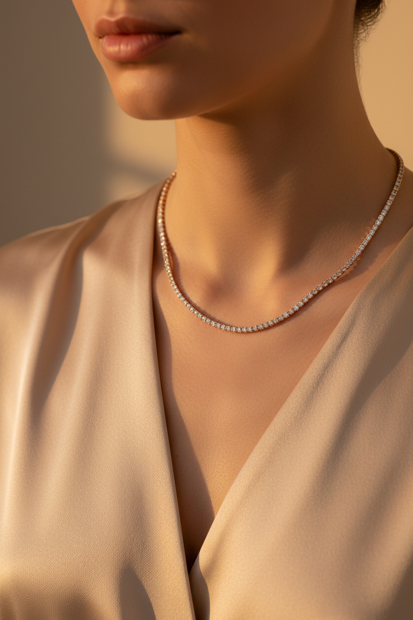 Model in Champagne Silk - 4mm/45cm