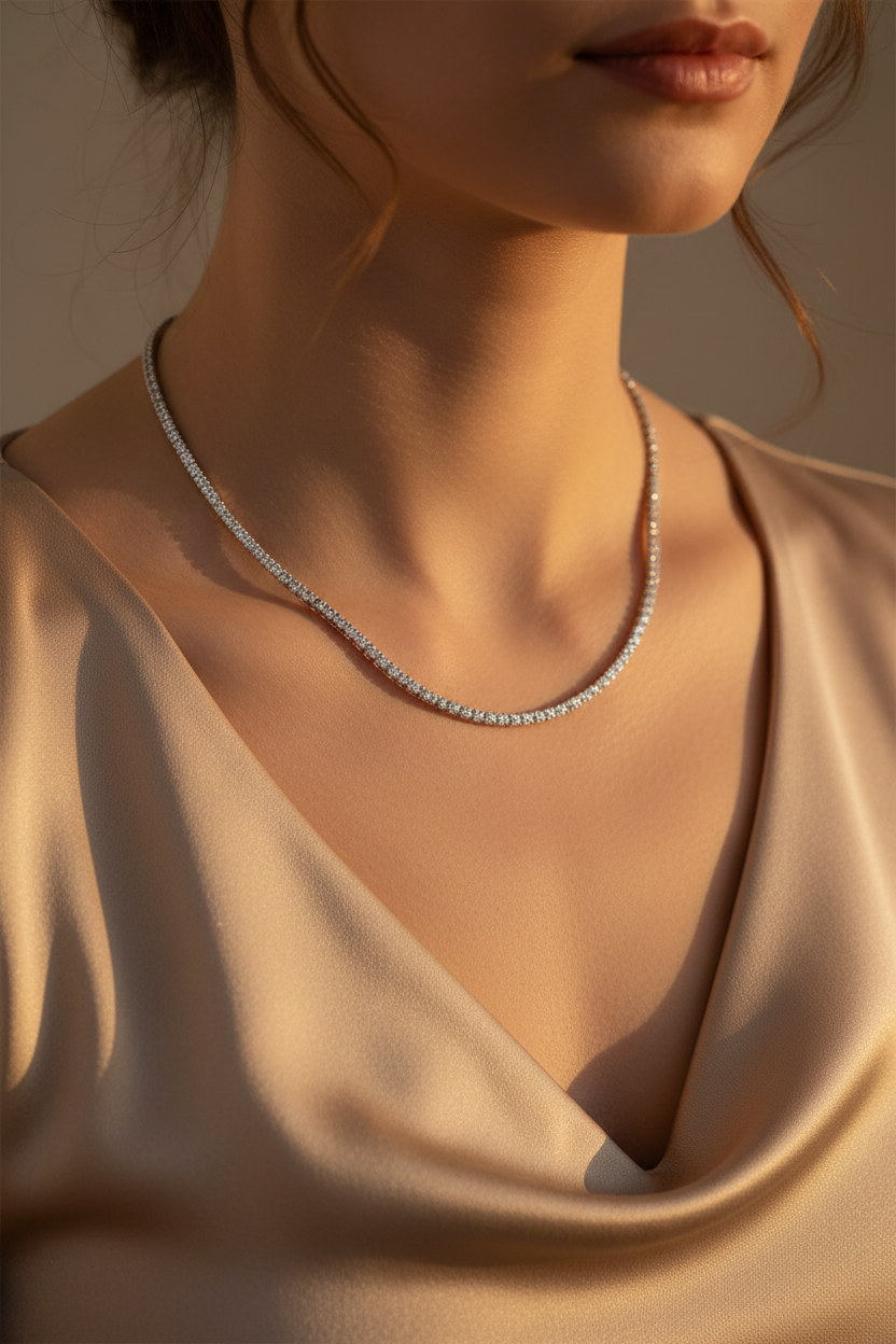 Model in Champagne Silk - 4mm/45cm