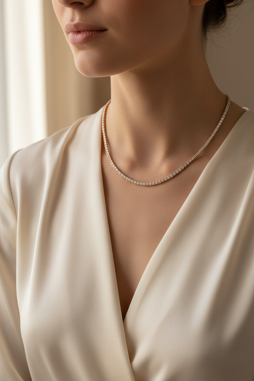 Model in Cream Silk - 4mm/45cm