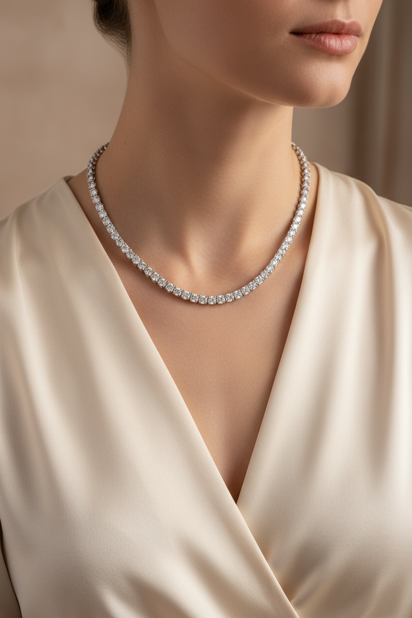 Model in Cream Silk - 4mm/45cm