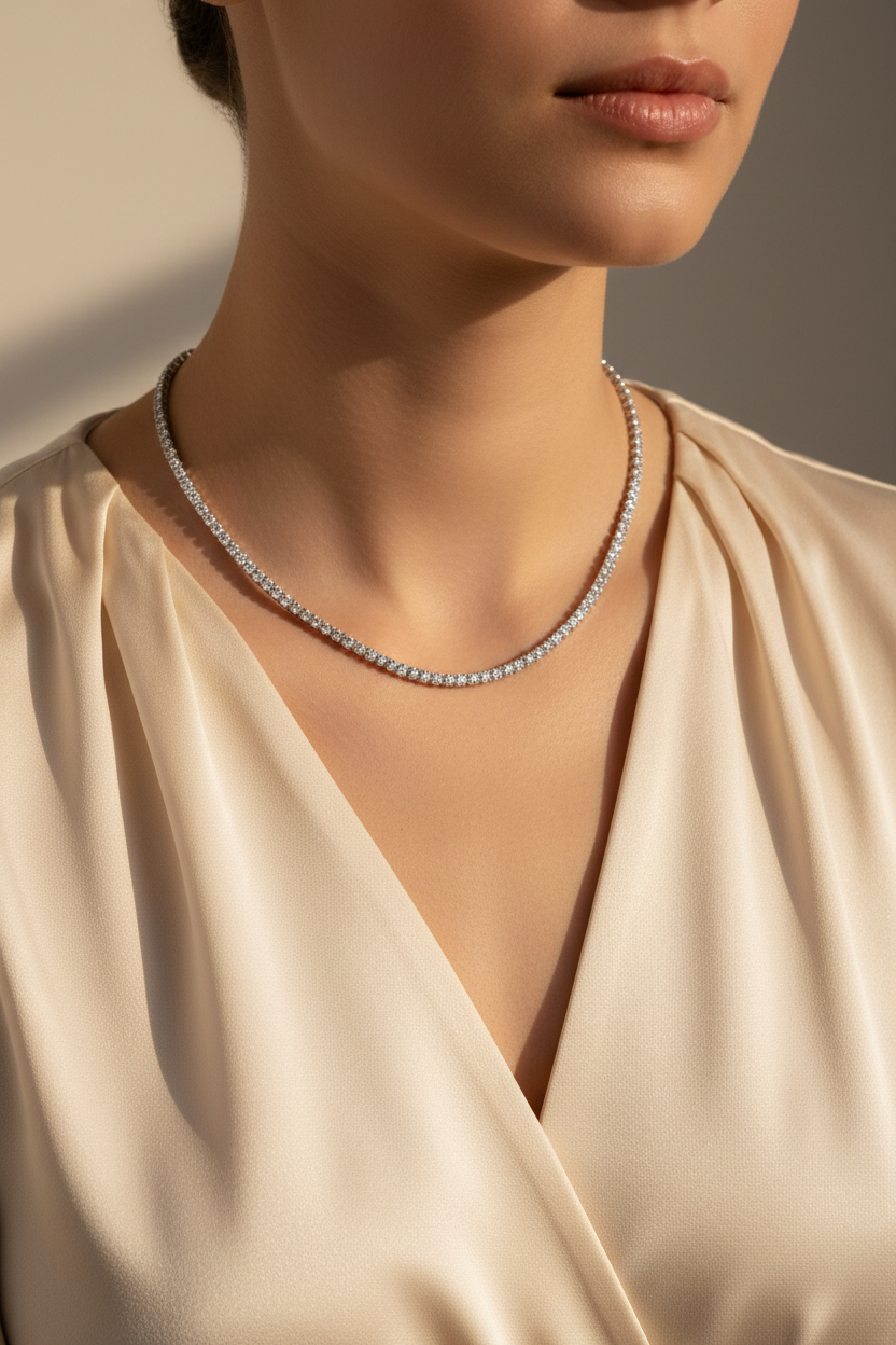 Model in Cream Silk - 4mm/45cm