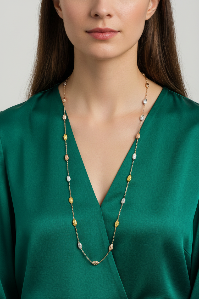 Model in Emerald Green - Below Bust Length