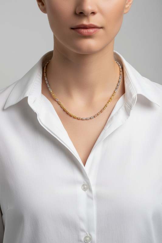 Model in White Shirt - 50cm Necklace