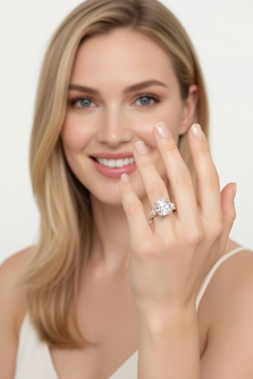Model smiling studio