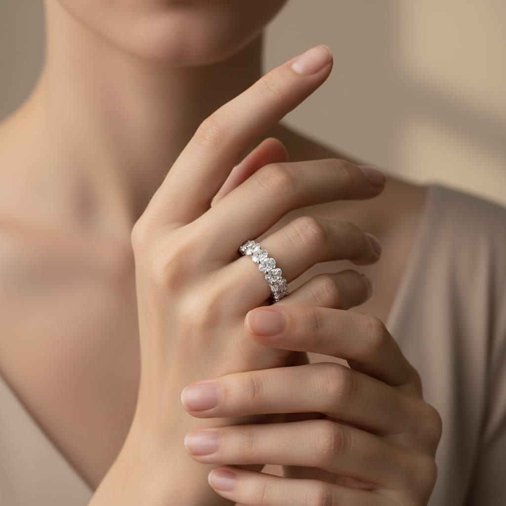 Oval Eternity Band - Beige