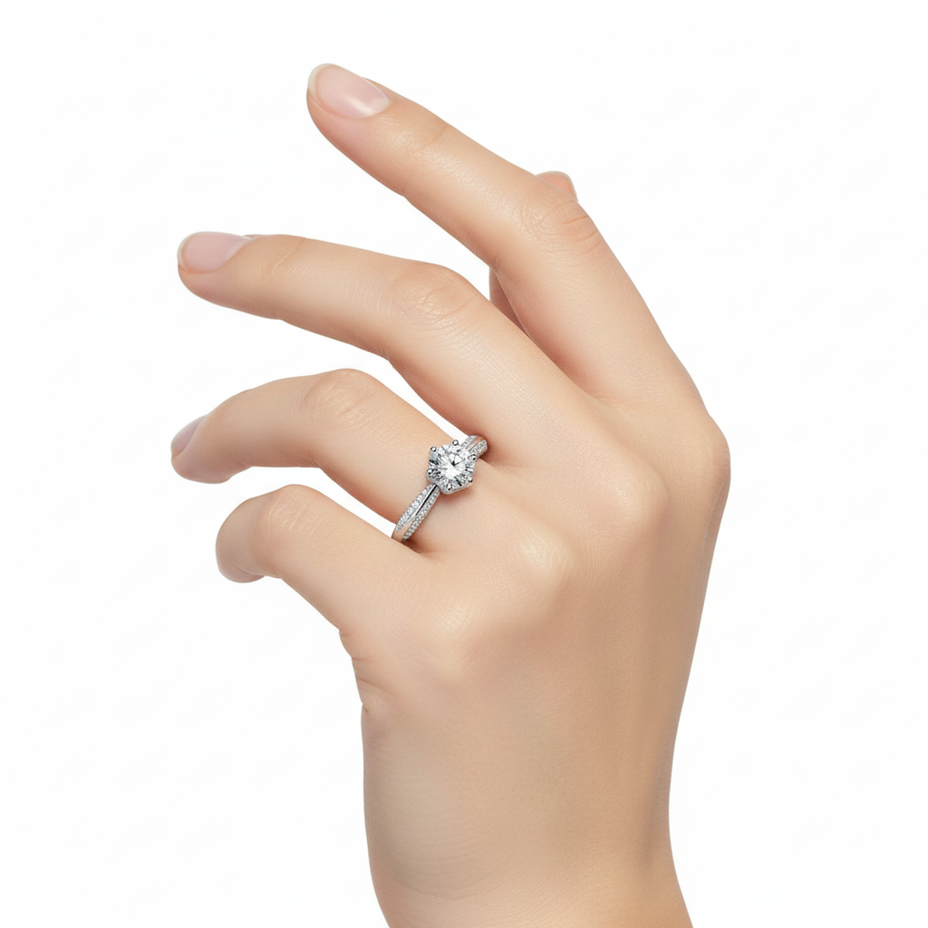 Pavé Engagement Ring - White