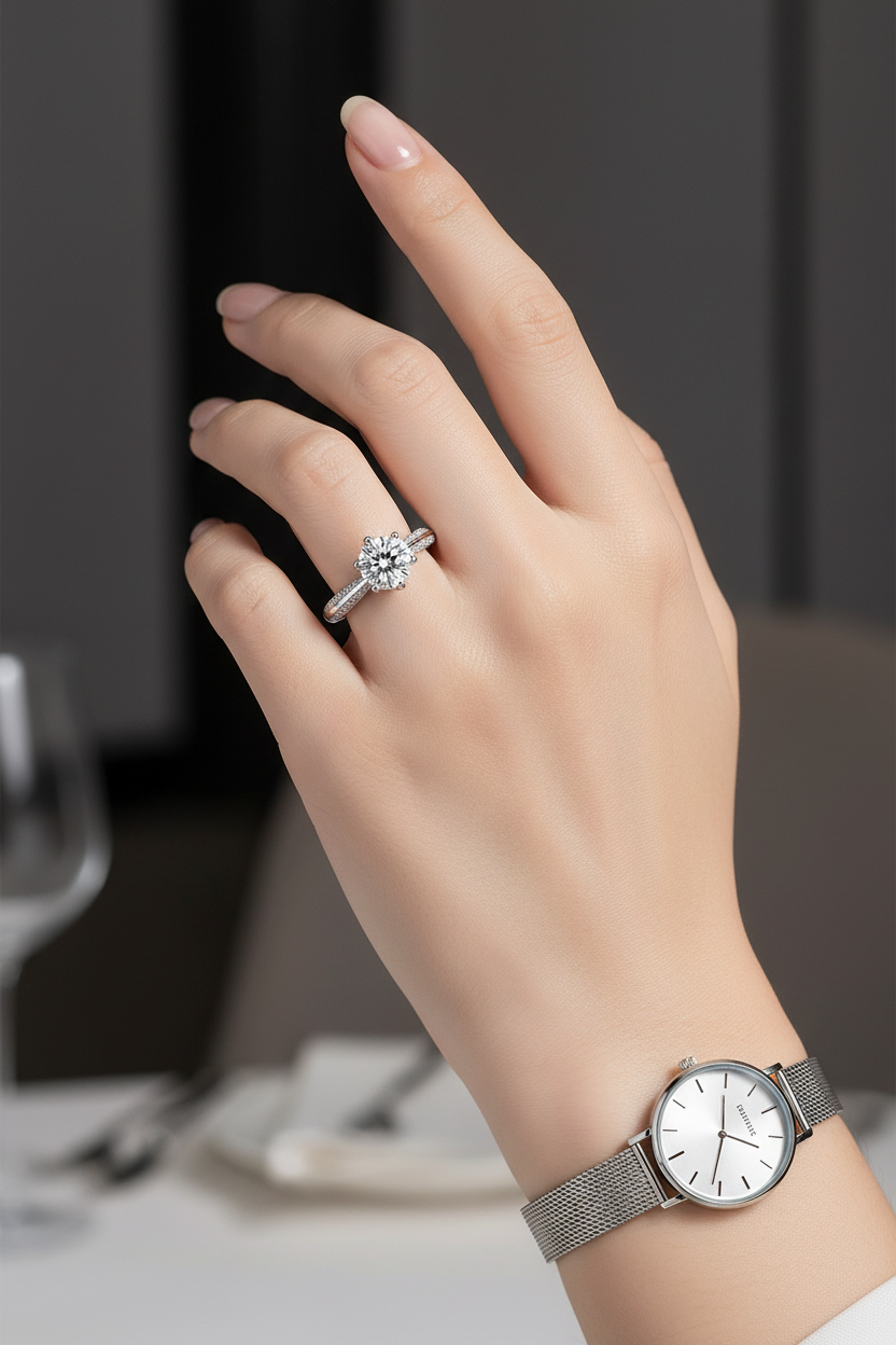 Pavé Engagement Ring - With Watch