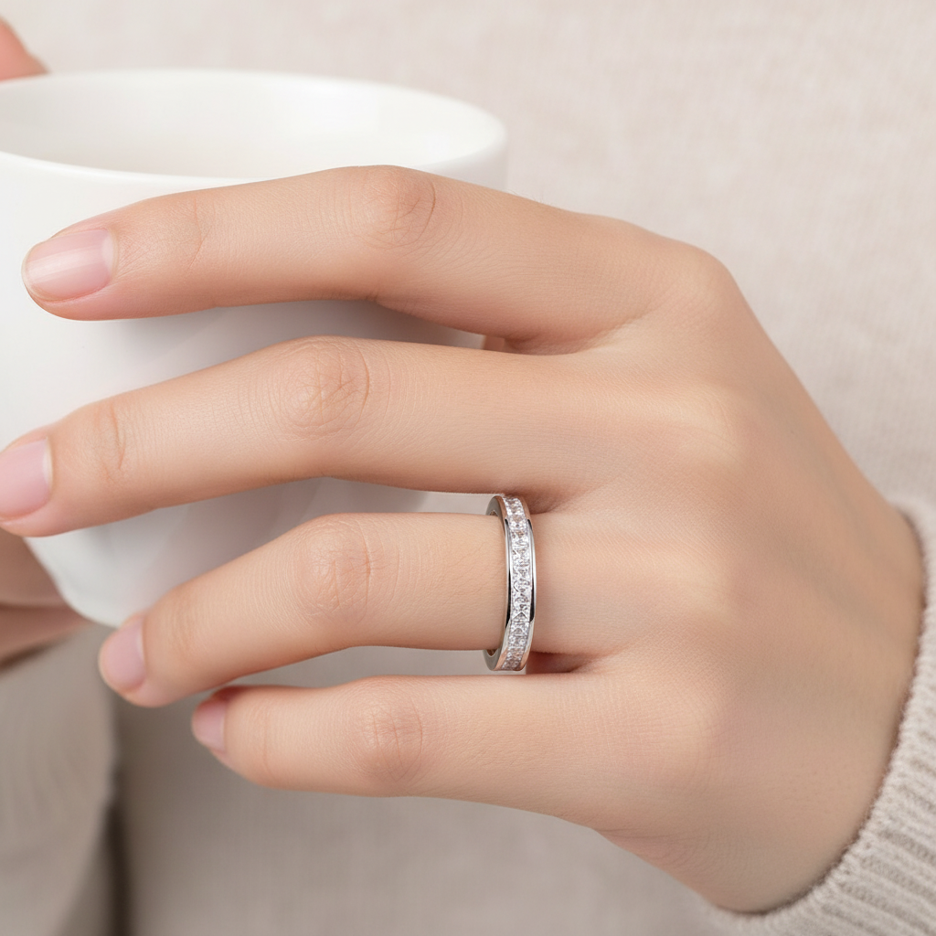 Silver Baguette Ring - Close Detail