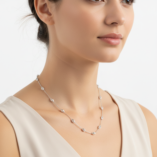 Silver Knot Chain - White