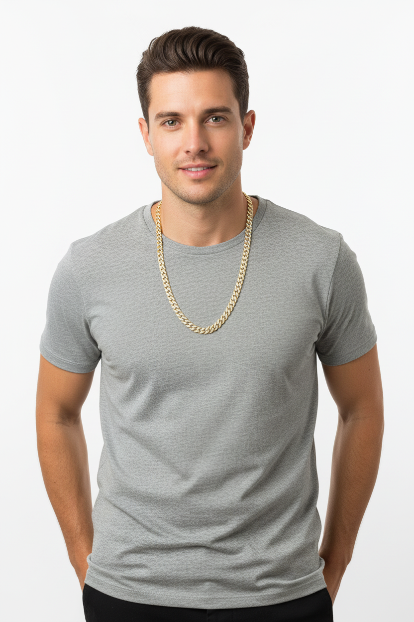 Slim Gold Chain - 50cm White