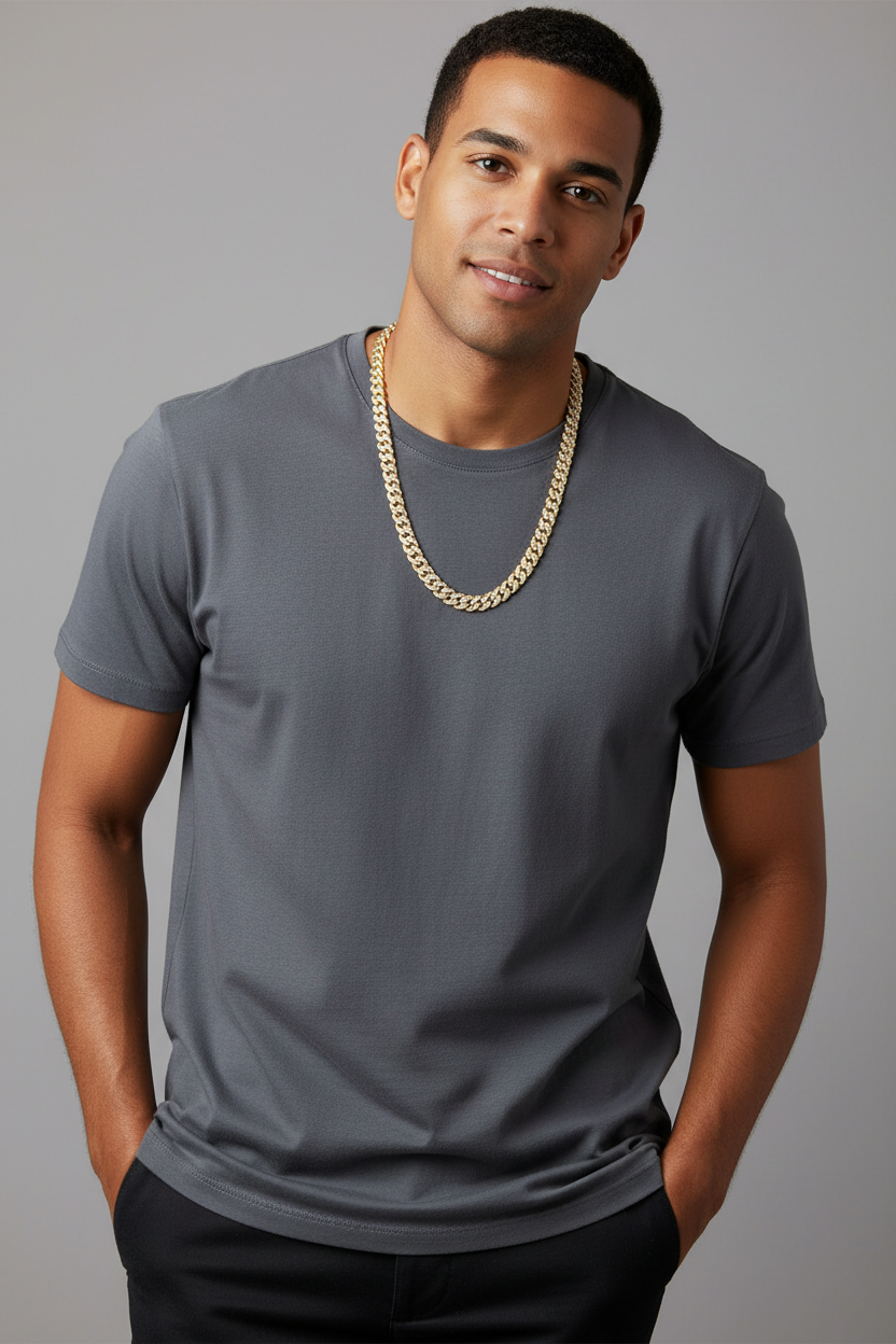 Slim Gold Chain - 55cm Grey