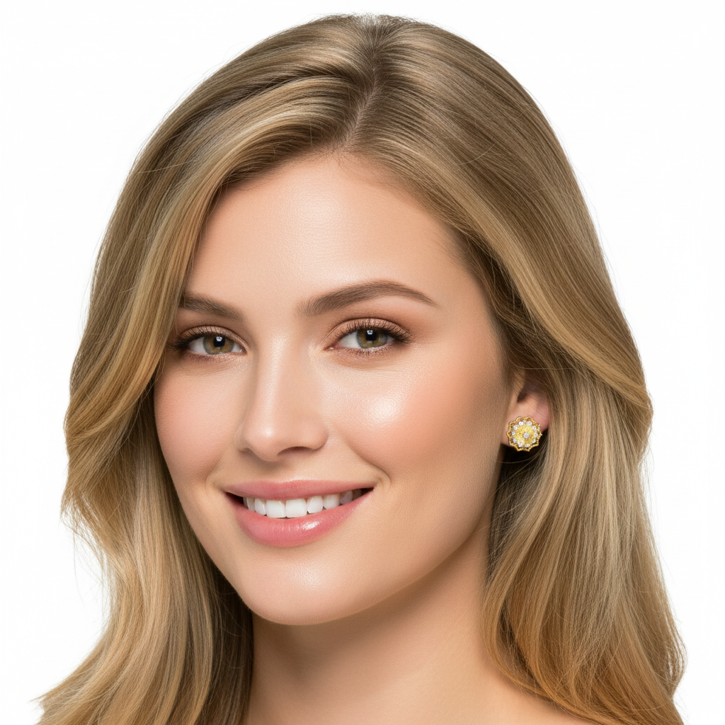 Snowflake Studs 18KY - Model 2