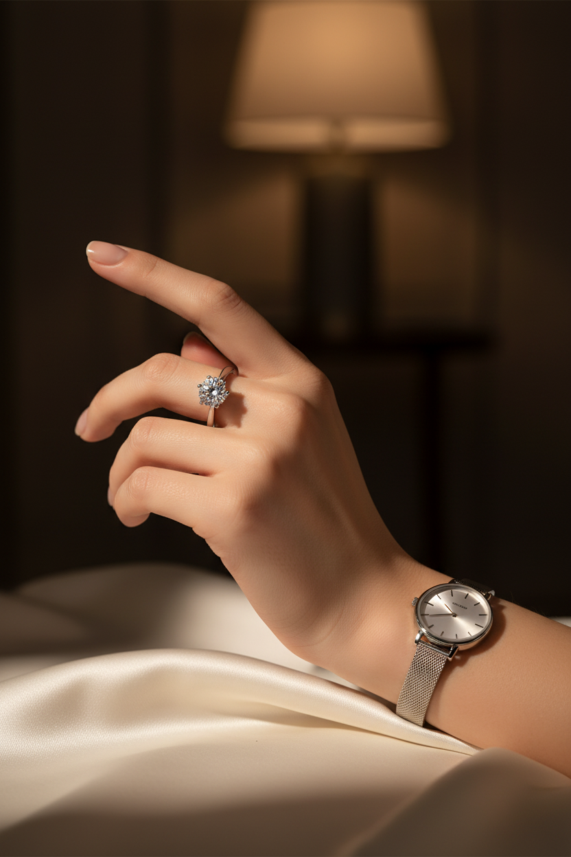 Solitaire Engagement Ring - With Watch