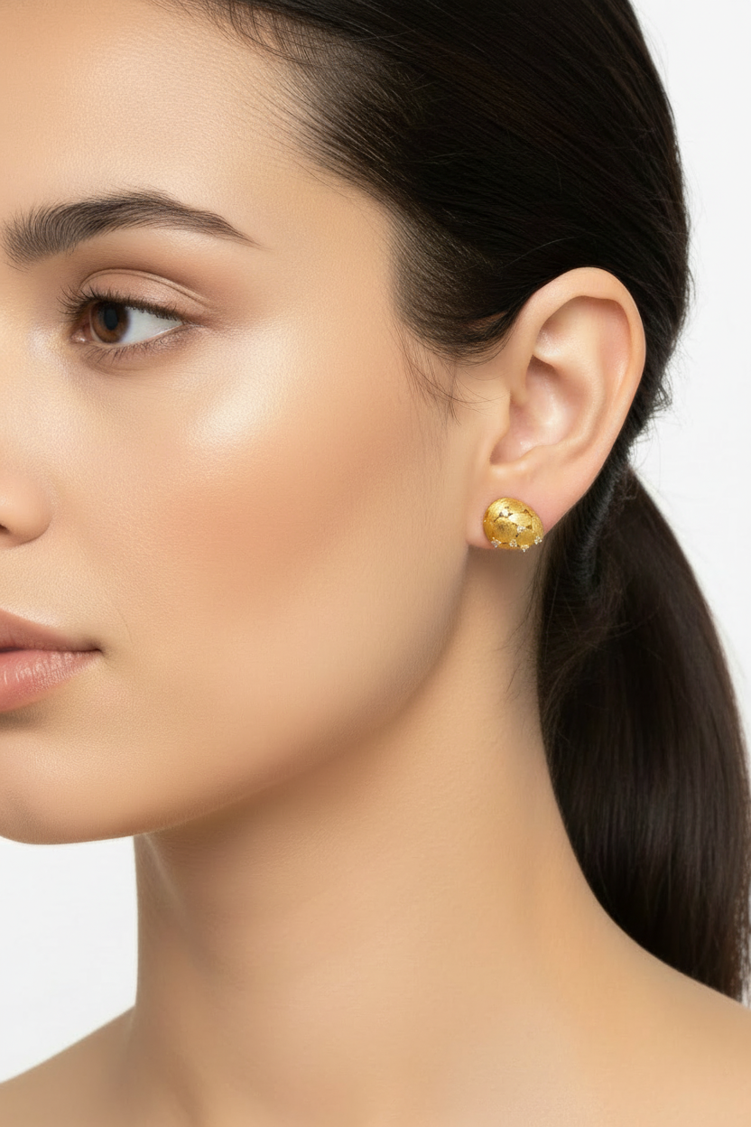 Teardrop Studs - On Model