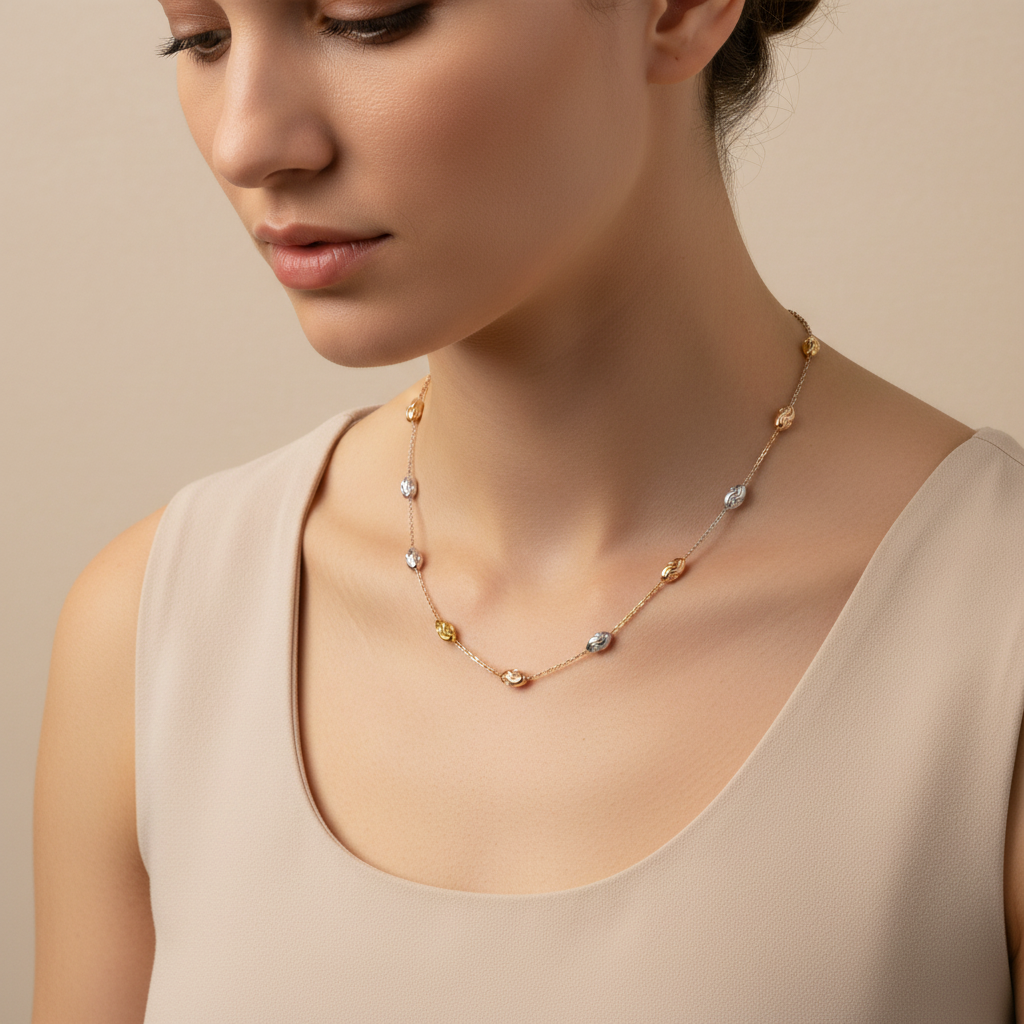 Tri-Color Chain - Beige Sharp