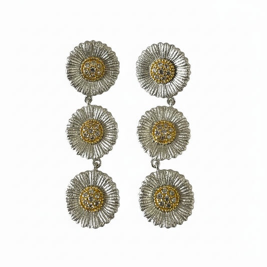 Triple Daisy Drop Earrings - Second Deleted First Duplicated